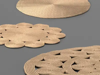 Jute carpet set handmade Jute Carpet 3D model