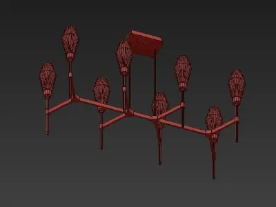 AALTO six light chandelier with glass shades 3D model