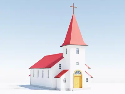 Church with door Low-poly 3D model