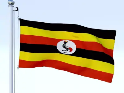 Animated Uganda Flag Low-poly 3D model