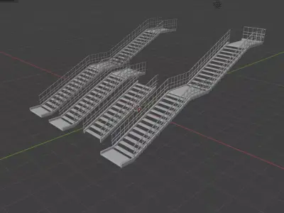 Modular industrial stairs 3D model