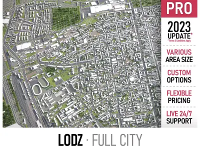 Lodz - city Low-poly 3D model