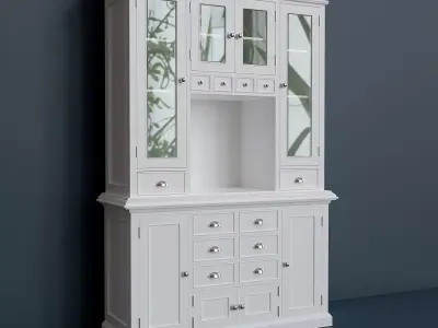 White wooden kitchen cabinet 3D model