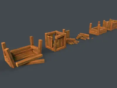 Modular Stylized Crates Low-poly 3D model