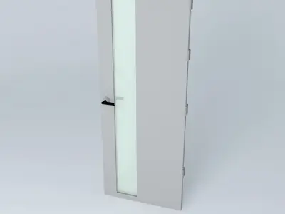 3D door very detail with glass lock and hinger Free 3D model