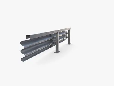 Tileable single sided traffic barrier guardrail V1 Low-poly 3D model