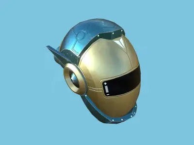 SciFi Helmet 05 - Blue Gold Iron - Character Design Fashion Low-poly 3D model