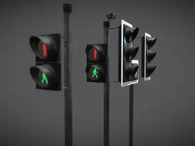 UK traffic Lights Low poly Low-poly 3D model