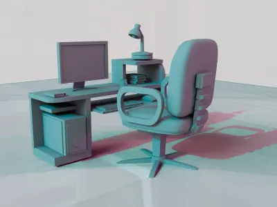 Basic office table Low-poly 3D model