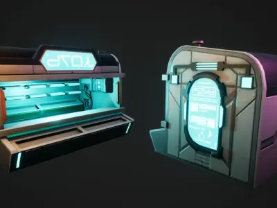 Stylized Sci-Fi Props Pack Low-poly 3D model
