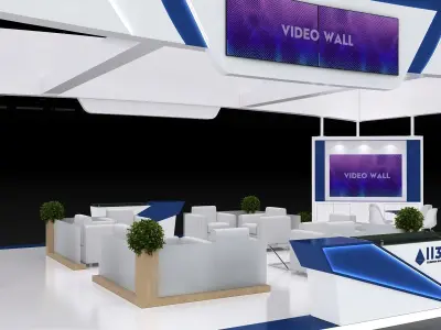 Exhibition Stand Stall Four Side Open 14X6 3D model