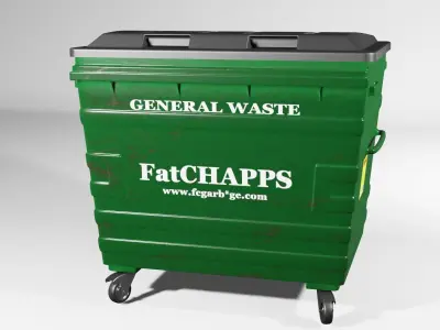 Low Poly and High Poly Industrial Wheelie bins 3D model