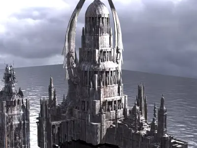 Dark Wizard Skeleton Tower Scull Dome 3D model
