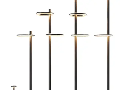 Modern Street Lights with rings 3D model