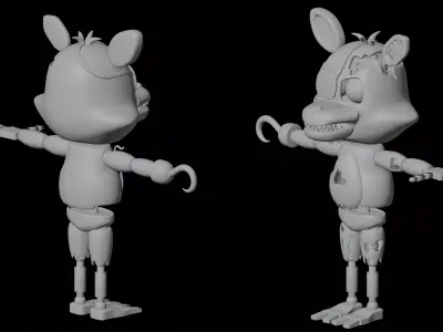 Foxy Reimagined A Stylized 3D Animatronic For SFM Low-poly 3D model