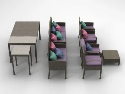 Rattan Garden Furniture Set 002 3D model