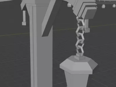 Lampposts with hanging lanterns Free low-poly 3D model