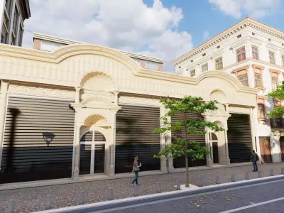Classic stone facade-Building Classic Facade Element 3D model 3