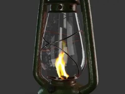 Old Oil lamp Low-poly 3D model