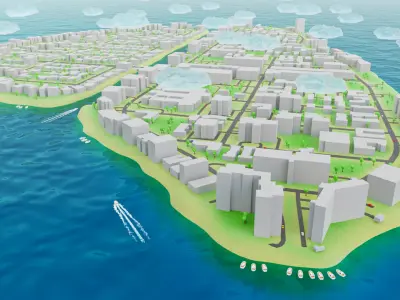 Miami - Bay Harbor Islands - Real Copy Low-poly 3D model