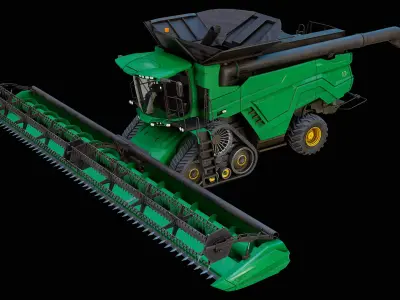  Modern Combine Harvester Green Rigged PBR 