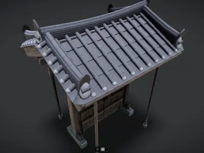 Korean Traditional House Hanok Door 03 Low-poly 3D model
