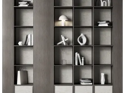 Modular Shelving 3 Wood Color Options 3D model