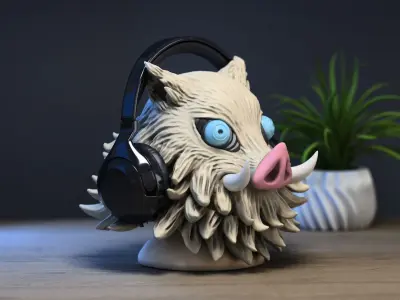 Inosuke Hashibira headphone Stand demons slayer 3D print model