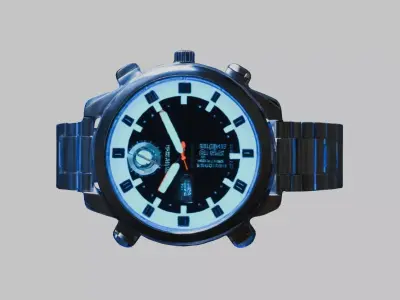 futuristic bioluminescent autonomous wristwatch  Low-poly 3D model