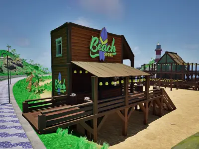 Stylized Beach Environment Pack Low-poly 3D model