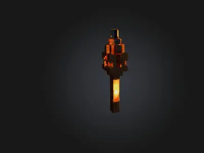 Voxel Torch Low-poly 3D model