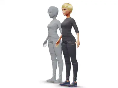 Young Woman - Smart Casual Clothes - Street Style Outfit - Cloth 3D model