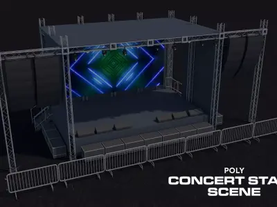 Poly Concert Stage Scene Low-poly 3D model