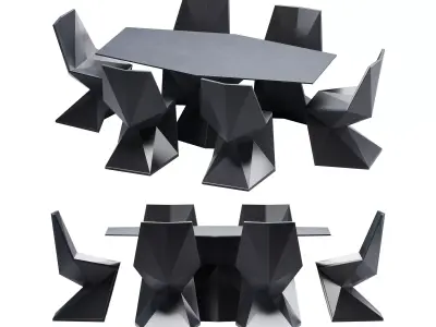 Vertex Dining Table and Chair Low-poly 3D model