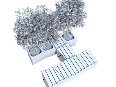 equiparc exa bench and  pot 3D model