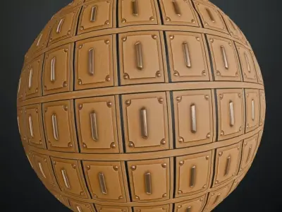Ornate Light Wood Panels with Metal Handles PBR Seamless Texture