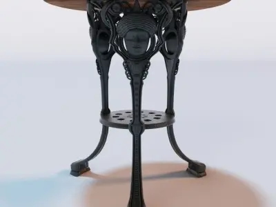 Traditional Girls head cast iron table 3D model