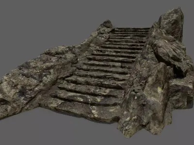 Stairs stone staircase Low-poly 3D model get