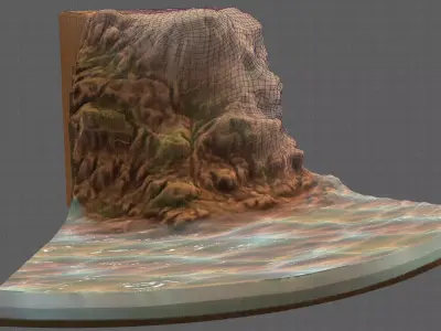 Cliff lowpoly V05 Low-poly 3D model