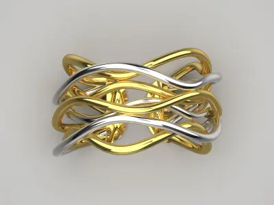 Two-tone wicker womens ring model gr0078 3D print model