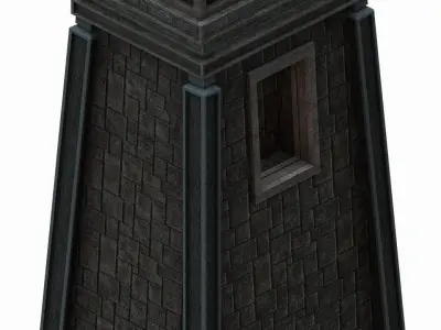 Game Dungeon - square stone pillar 01 3D model