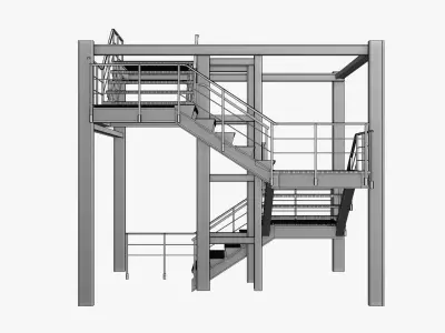 Modular Industrial Staircase 3D model