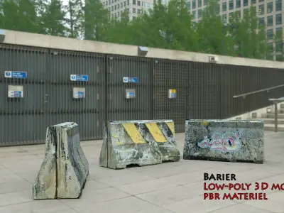 Road Concrete Barrier 3d Model Low-poly 3D model