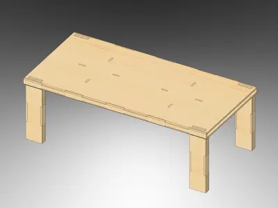 CNC Ready - PLYWOOD DINNER TABLE 3D model