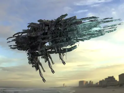 Alien mothership harvester scout Low-poly 3D model