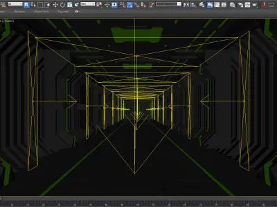 SCI FI INTERIOR SCENE SPACE SHIP CORRIDOR Low-poly 3D model