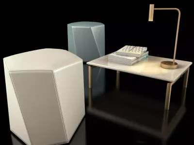 Ottoman Set saarinen side table 3D model