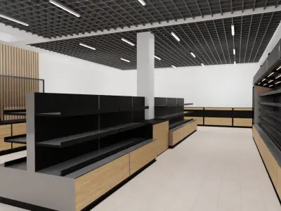 Supermarket store front 3D model