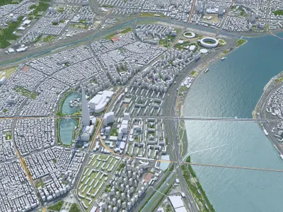 Gangnam District Seoul South Korea Low-poly 3D model