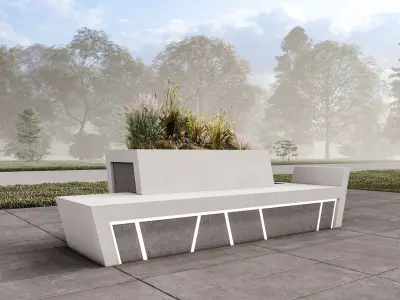 Street Flowerpot Bench 3D model